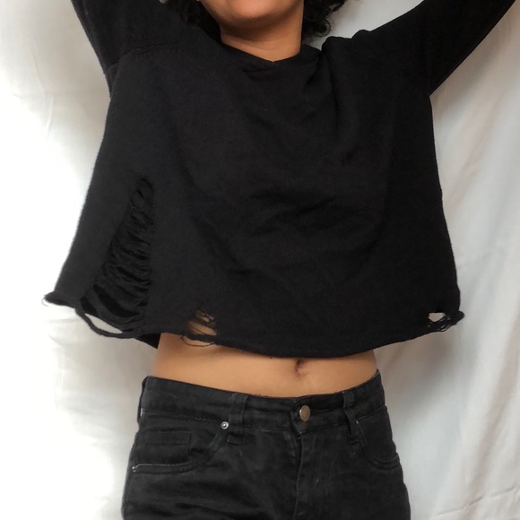 H&M Tops - distressed knit hoodie